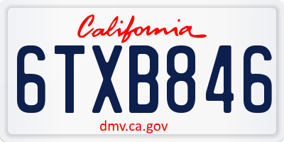 CA license plate 6TXB846