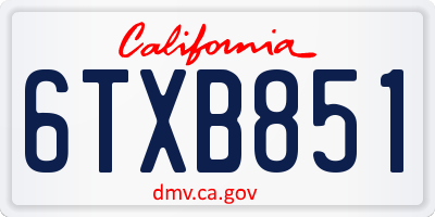CA license plate 6TXB851