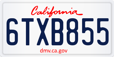 CA license plate 6TXB855
