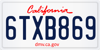 CA license plate 6TXB869