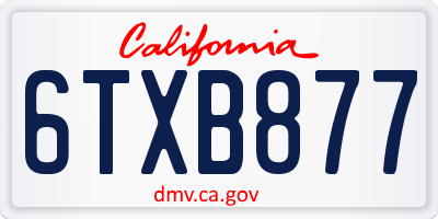 CA license plate 6TXB877