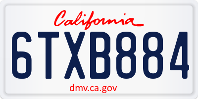 CA license plate 6TXB884
