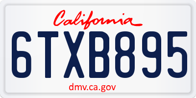 CA license plate 6TXB895