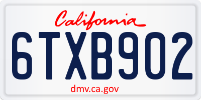 CA license plate 6TXB902