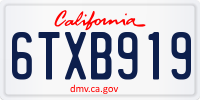 CA license plate 6TXB919