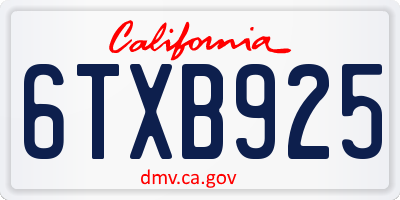 CA license plate 6TXB925