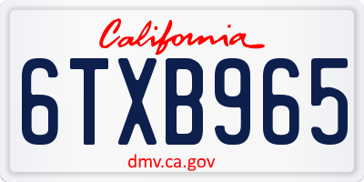CA license plate 6TXB965