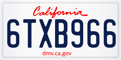 CA license plate 6TXB966