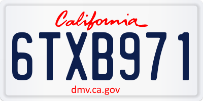 CA license plate 6TXB971