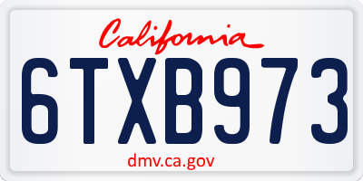 CA license plate 6TXB973