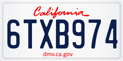 CA license plate 6TXB974