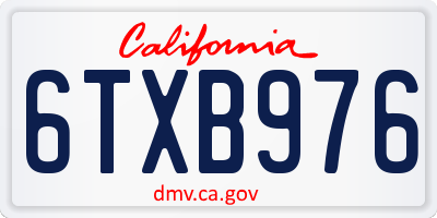 CA license plate 6TXB976