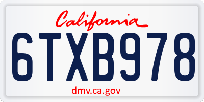 CA license plate 6TXB978