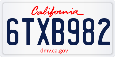 CA license plate 6TXB982