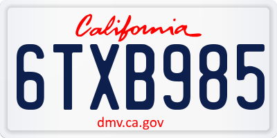 CA license plate 6TXB985