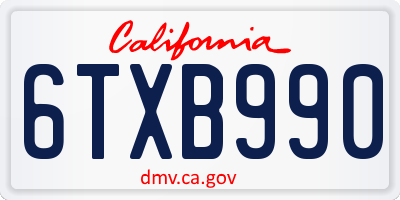 CA license plate 6TXB990