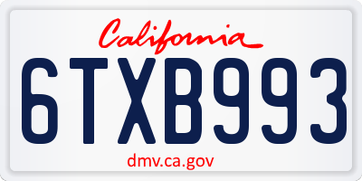CA license plate 6TXB993