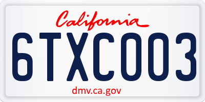 CA license plate 6TXC003