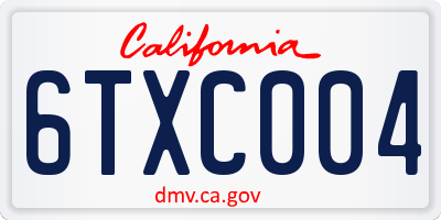 CA license plate 6TXC004