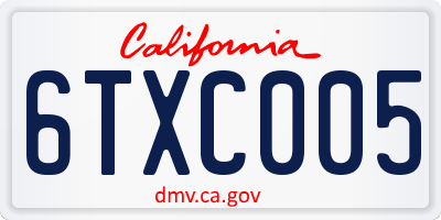 CA license plate 6TXC005