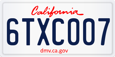 CA license plate 6TXC007