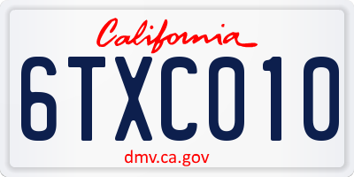 CA license plate 6TXC010