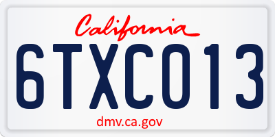CA license plate 6TXC013