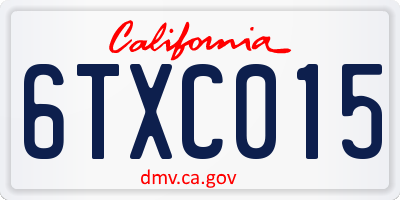 CA license plate 6TXC015