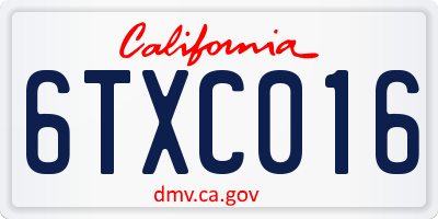 CA license plate 6TXC016