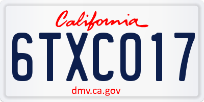CA license plate 6TXC017