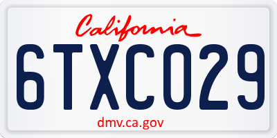 CA license plate 6TXC029