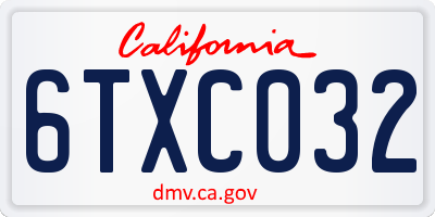 CA license plate 6TXC032
