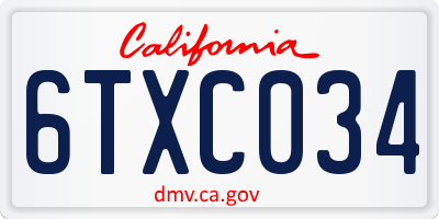 CA license plate 6TXC034