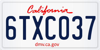 CA license plate 6TXC037