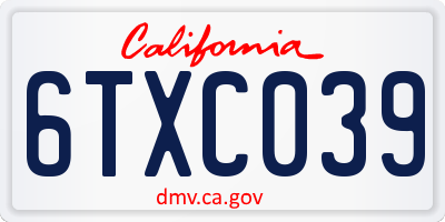 CA license plate 6TXC039