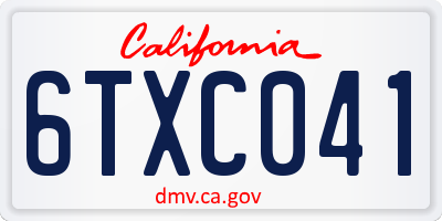 CA license plate 6TXC041