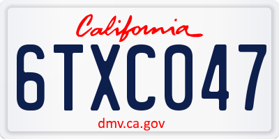 CA license plate 6TXC047