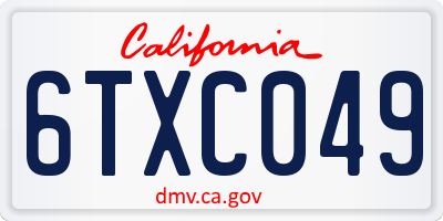 CA license plate 6TXC049