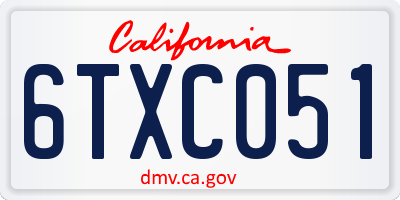 CA license plate 6TXC051