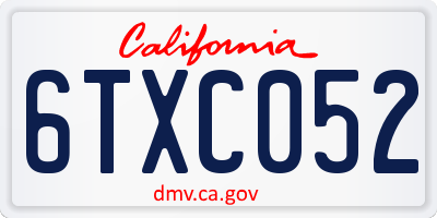 CA license plate 6TXC052