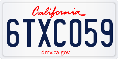 CA license plate 6TXC059