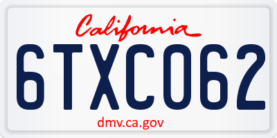 CA license plate 6TXC062