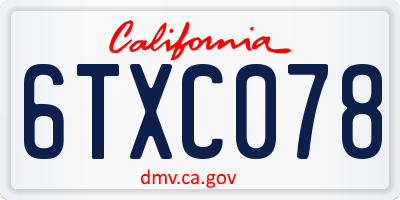 CA license plate 6TXC078