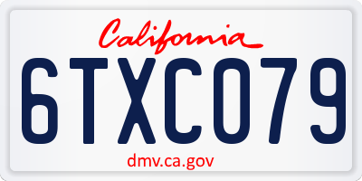 CA license plate 6TXC079