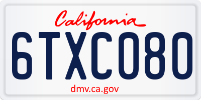 CA license plate 6TXC080