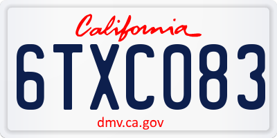 CA license plate 6TXC083