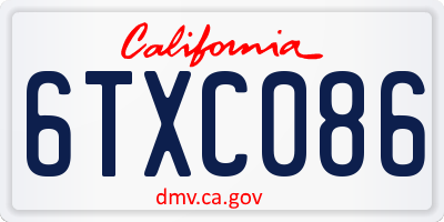 CA license plate 6TXC086