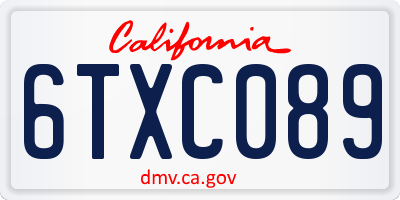 CA license plate 6TXC089