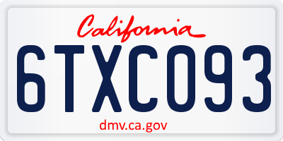 CA license plate 6TXC093