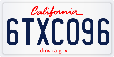 CA license plate 6TXC096